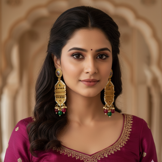 Exquisite Kundan & Pearl Jhumka Earrings ✨