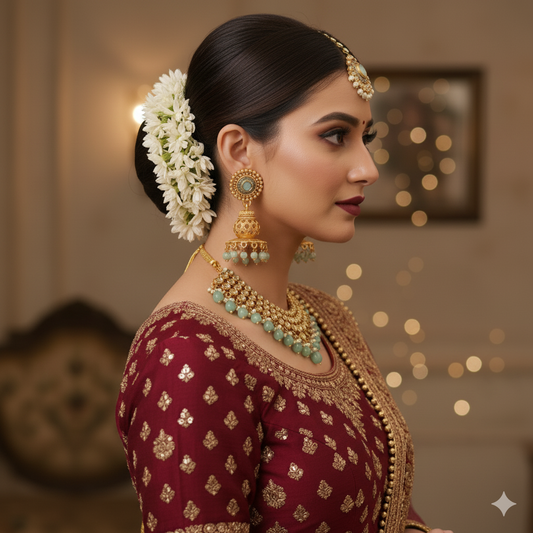 Elegant Jadau & Pearl Wedding Earrings