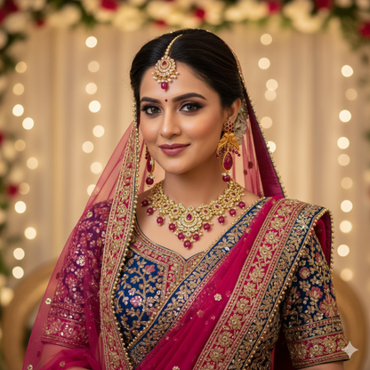 Elegant Maroon and Gold Indian Bridal Earrings