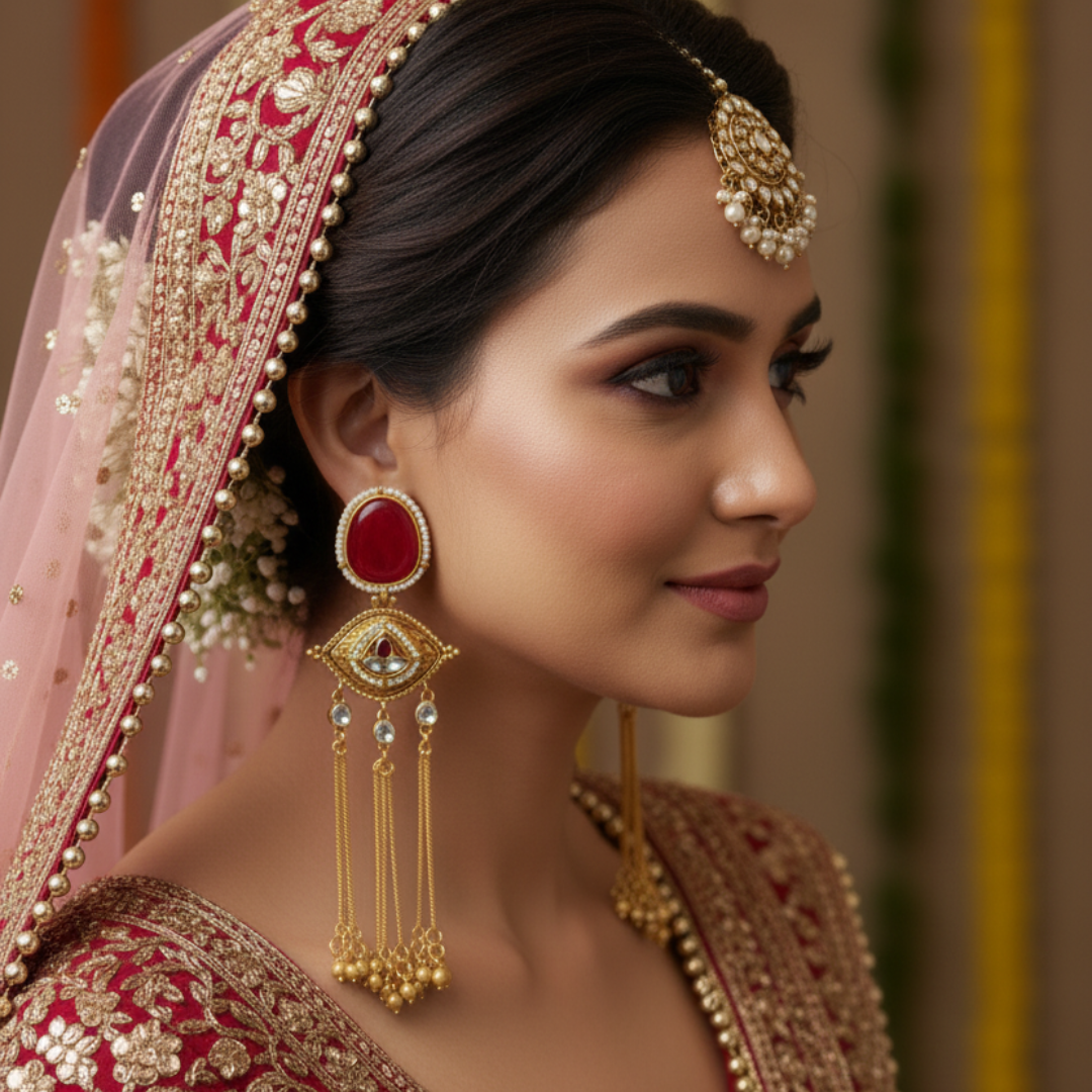Stunning Indian Bridal Earrings - Chandbali & Jhumka Fusion