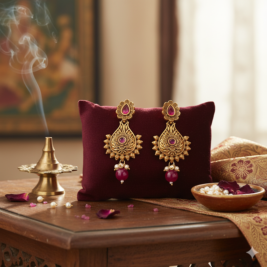 Regal Ruby Teardrop Earrings